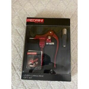 Pedrini Wine & Bar Lever Corkscrew Gift Set With Box Missing 1 Of The 2 Pourers